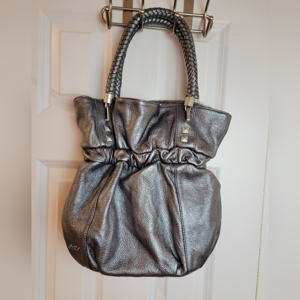 6126 by Lindsay Lohan Silvery Pebbled Leather Shoulder Bag